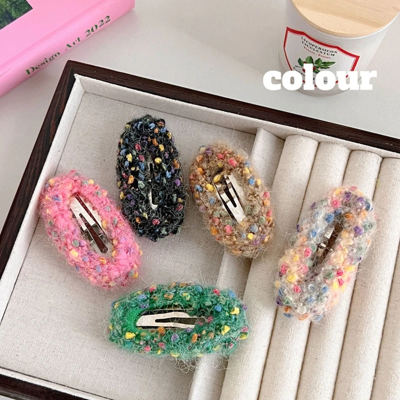

Vintage Woolen Knit Hairpins Colorful Women Hair Clips Hair Bows For Hair Accessories Winter Autumn Boutique For Girls Headwear