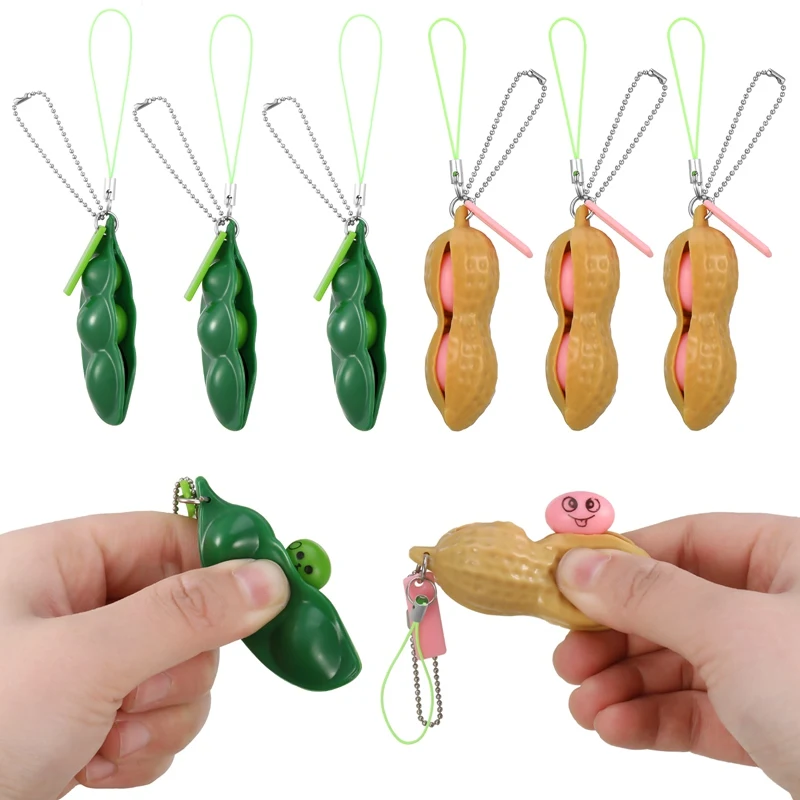 

Squeeze Edamame Peanuts Pinch Music to Artifact Vent Toy Simulation Decompression Pod Keychain Stress Reliever Toys