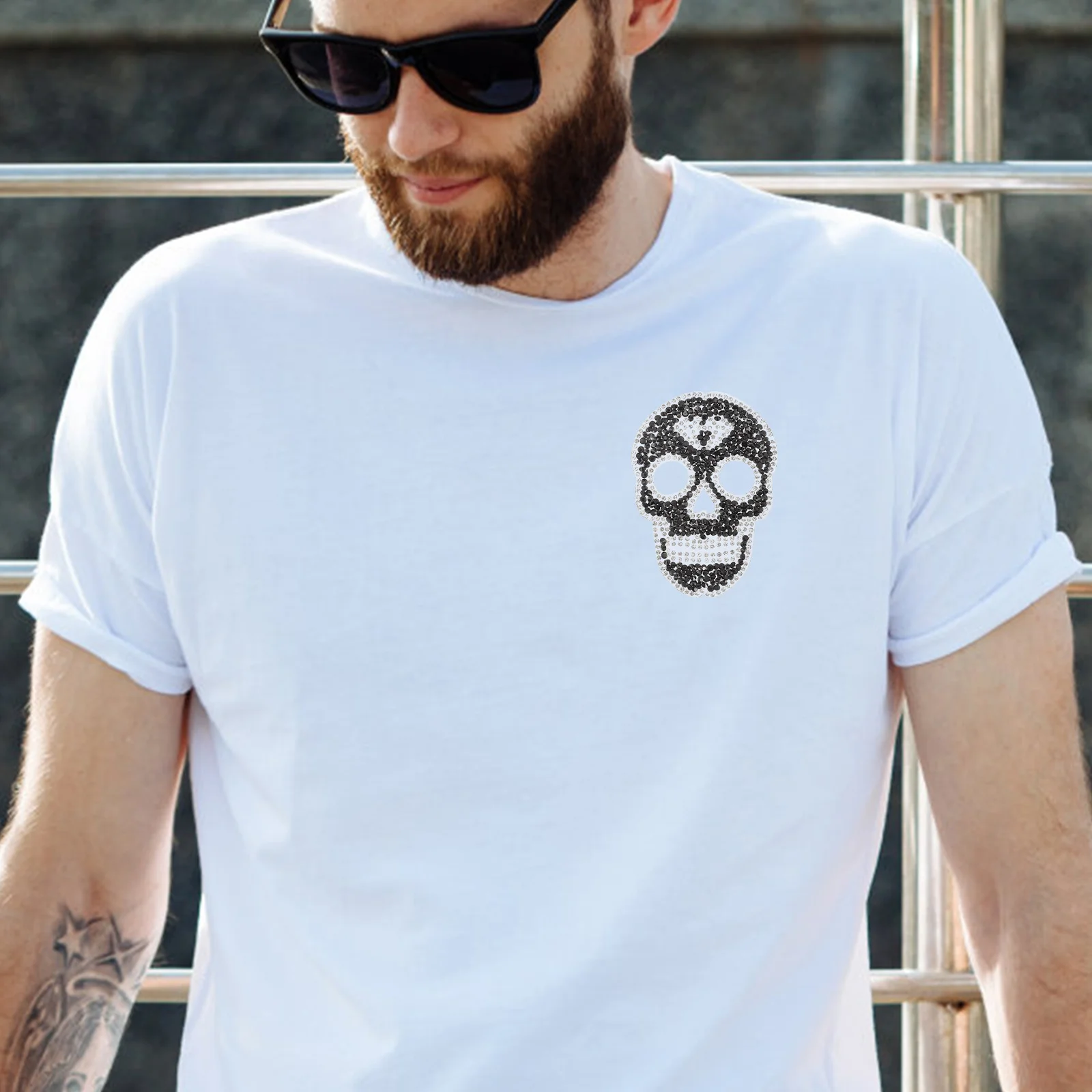 6 шт. персонализированные наклейки с черепом и горячими бриллиантами