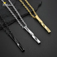2022 fashion men rectangle pendant necklace long chain spiral necklaces hip hop stainless steel men necklace chain jewelry gift