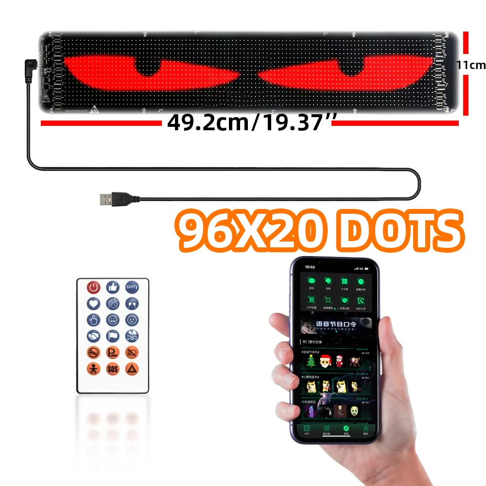 

Автомобиль Грузовик Динамический прокрутка глаз дьявола Рекламный экран Автомобильная светодиодная матрица Пиксельная доска Приложение Пульт дистанционного управления DIY RGB Световые эффекты