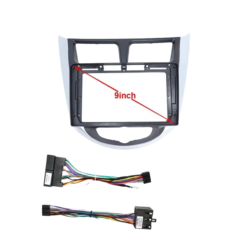 Фото Для HYUNDAI 2011-2014 VERNA l-25 ACCENT 9 дюймов автомобильный CD-радио пластиковая панель приборной панели рамка GPS Android мультимедийные кабели №3