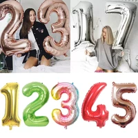 32 40 big number foil balloons figure digit happy birthday party wedding decoration kids toy helium globos balloon