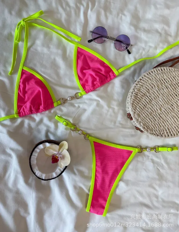 Комплекты бикини соблазнительные купальники с жемчужными цветами микро женские