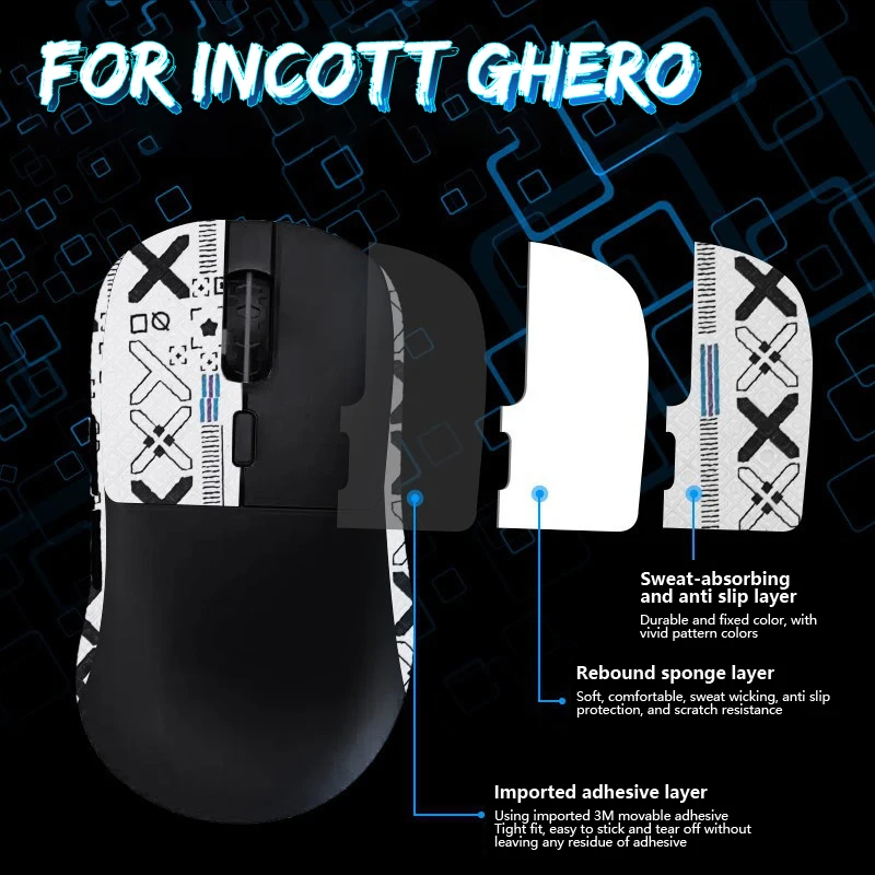 Нескользящая липкая лента для мыши стикер скейта Incott GHERO беспроводная мышь