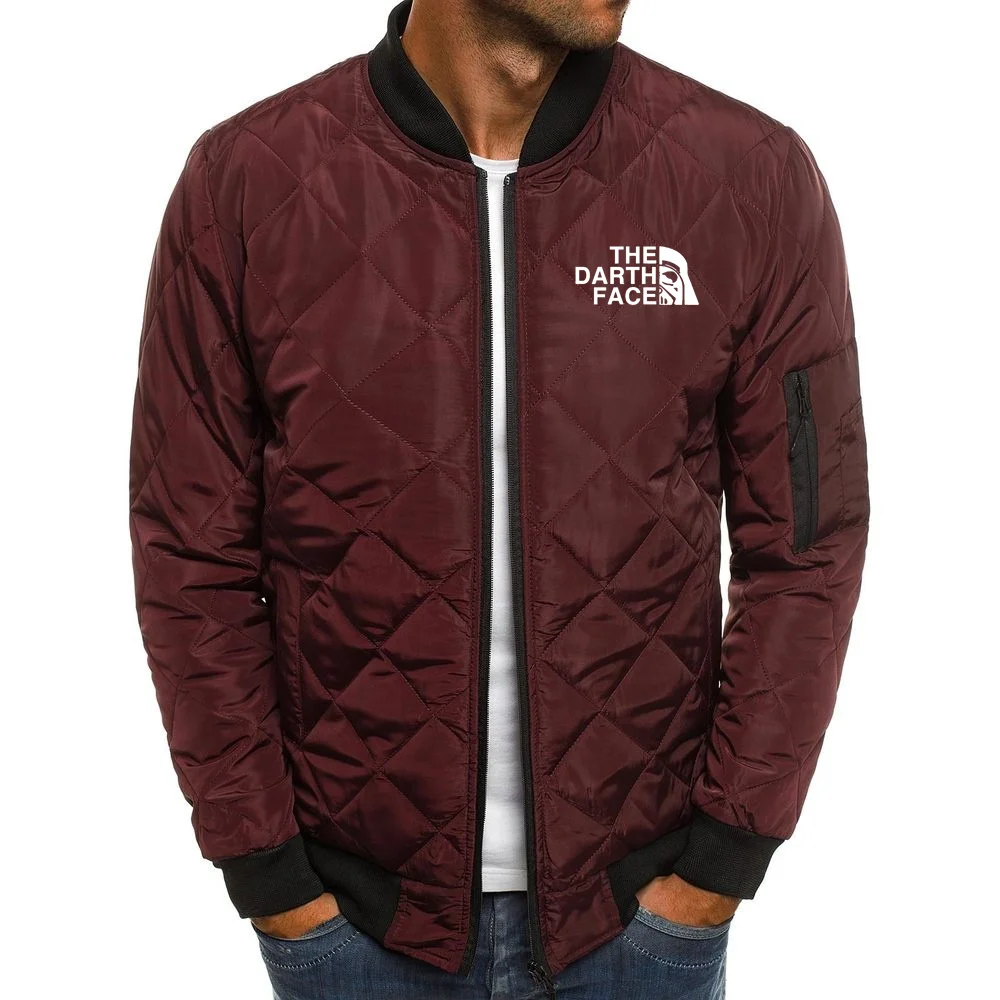 Winter Men'S Jacket, Cotton Warm Jacket, Stand Collar Jacket, Boutique Men'S Diamond Grid Zipper Outerwear Jacket