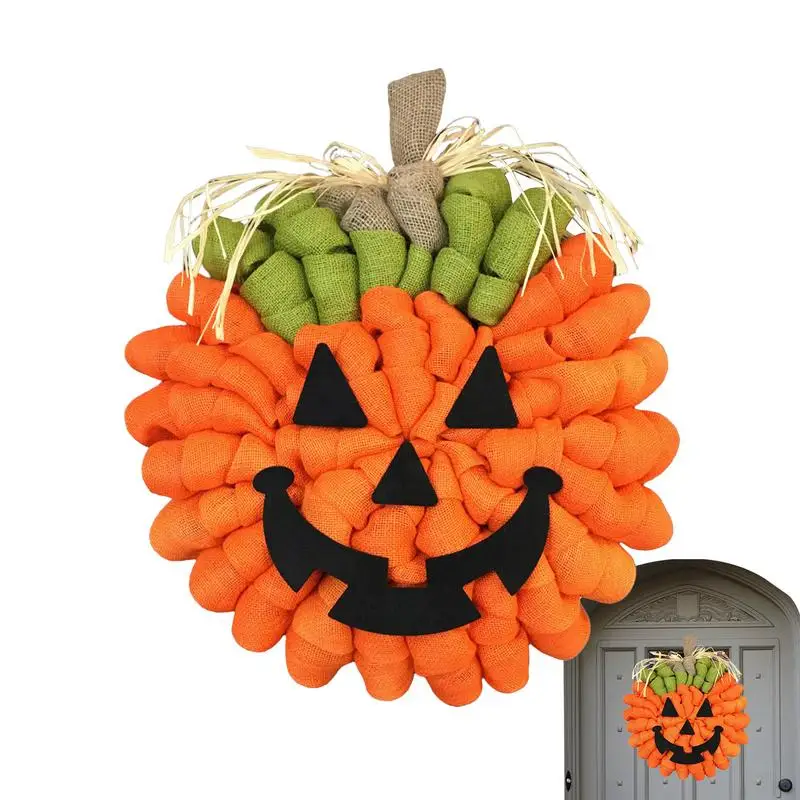 

Halloween Door Wreath Pumpkin Garland Door Hanger For Front Door Halloween Pendant Fall Decorations Burlaps Pumpkin Garland For