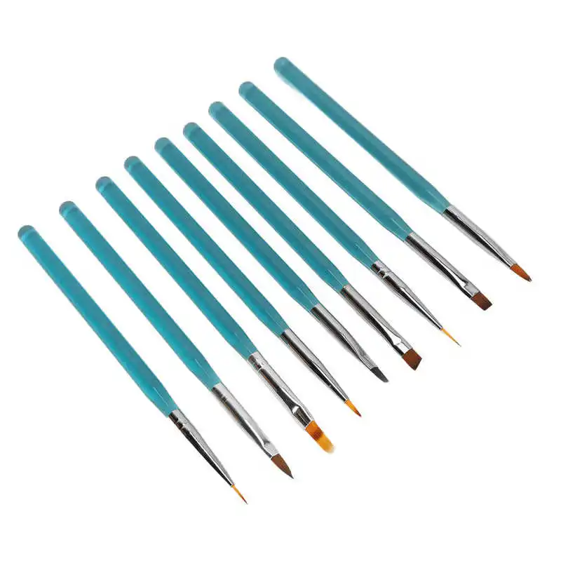 

Nail Art Brush Set Nail Design Brushes Comfortable Grip Nylon Hair for Home Use