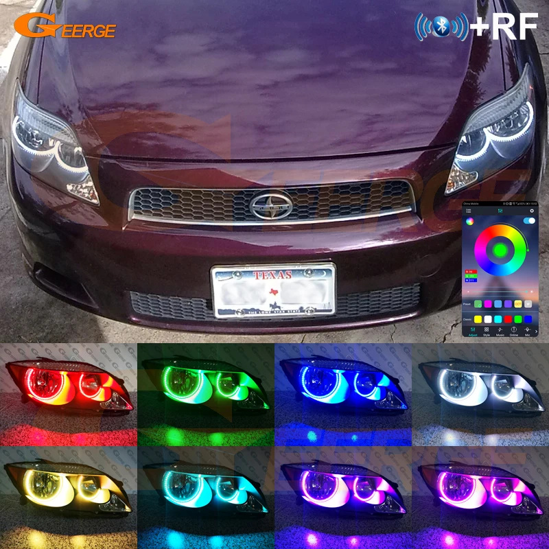 Фото Для Scion TC 2005 2006 2007 Bluetooth APP ультра яркий многоцветный RGB светодиодный комплект «ангельские глазки» кольца Halo №1