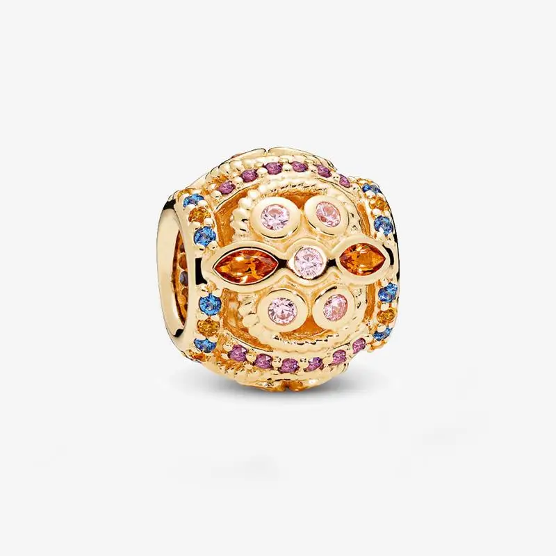 

Abstract 14k Charm 925 Sterling Silver Bead Pink CZ Royal Crystal Pendant Fit Original Pandora Bracelet Women DIY Jewelry Gift