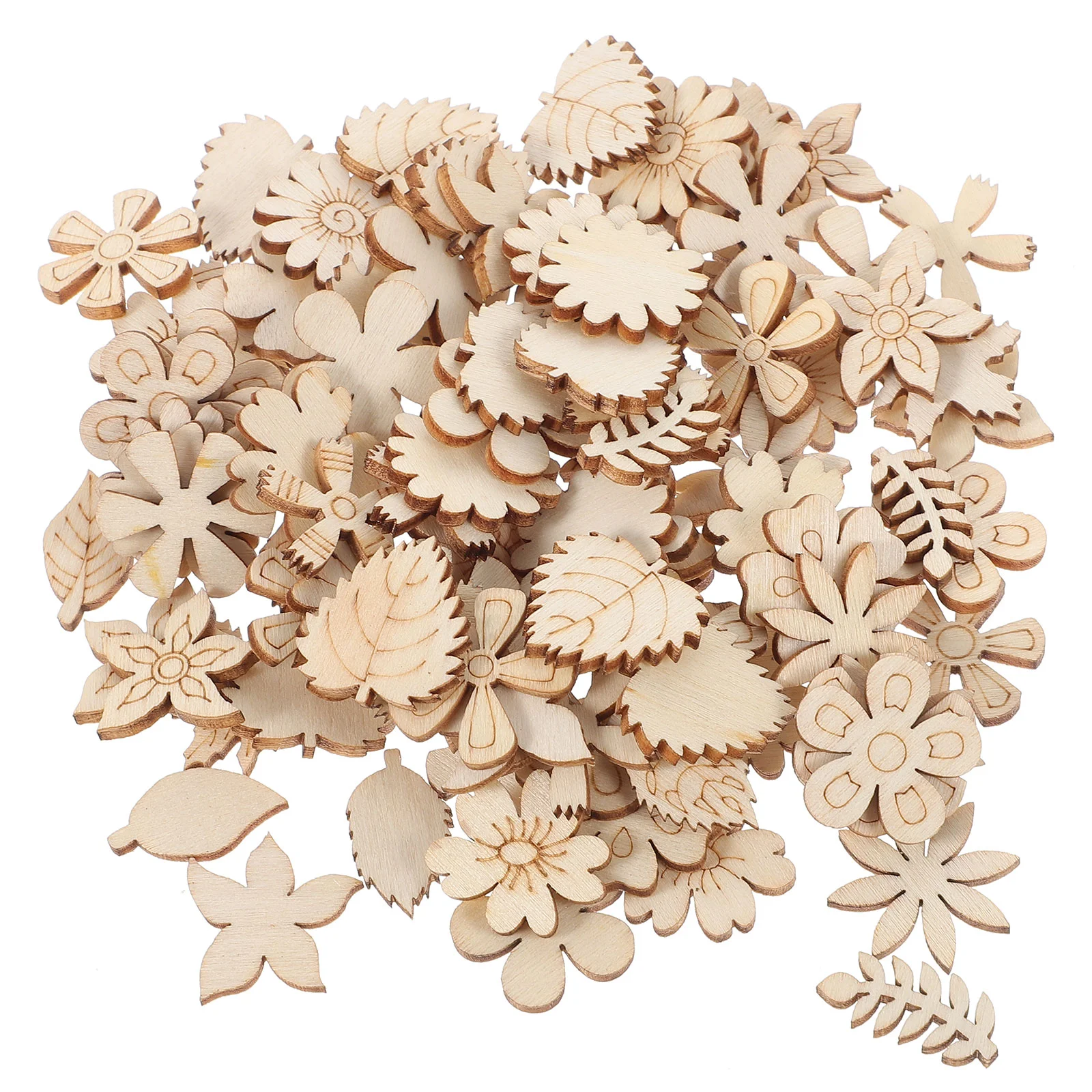 

200 Pcs DIY Graffiti Wood Chips Wooden Slices Tags Unfinished Crafts Leaves Leaf Cutouts Label Shapes