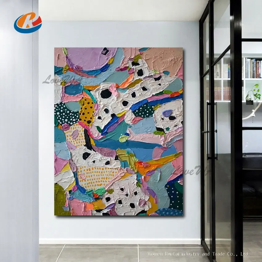 

Wall Decoration Textured Modern Acrylic Canvas Artwork Colorful Thick Oil Painting Abstract Knife Art Free Shipping New Design