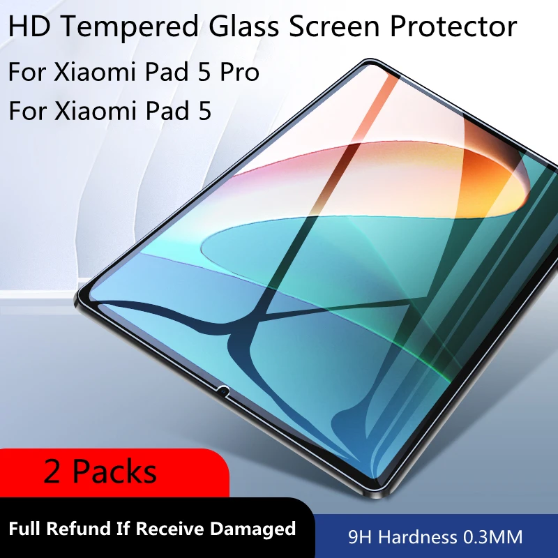 

2 шт. 0,3 мм 9H HD закаленное стекло для Xiaomi Pad 5 Pro 11 дюймов 2021 MiPad Mi Pad Pad5 5Pro Tablet Взрывозащищенная защитная пленка
