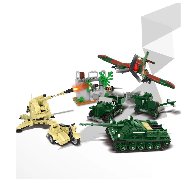 

WW2 Military Model Fighter Tank Artillery Scene DIY Accessory Building Blocks Bricks Toys Gifts