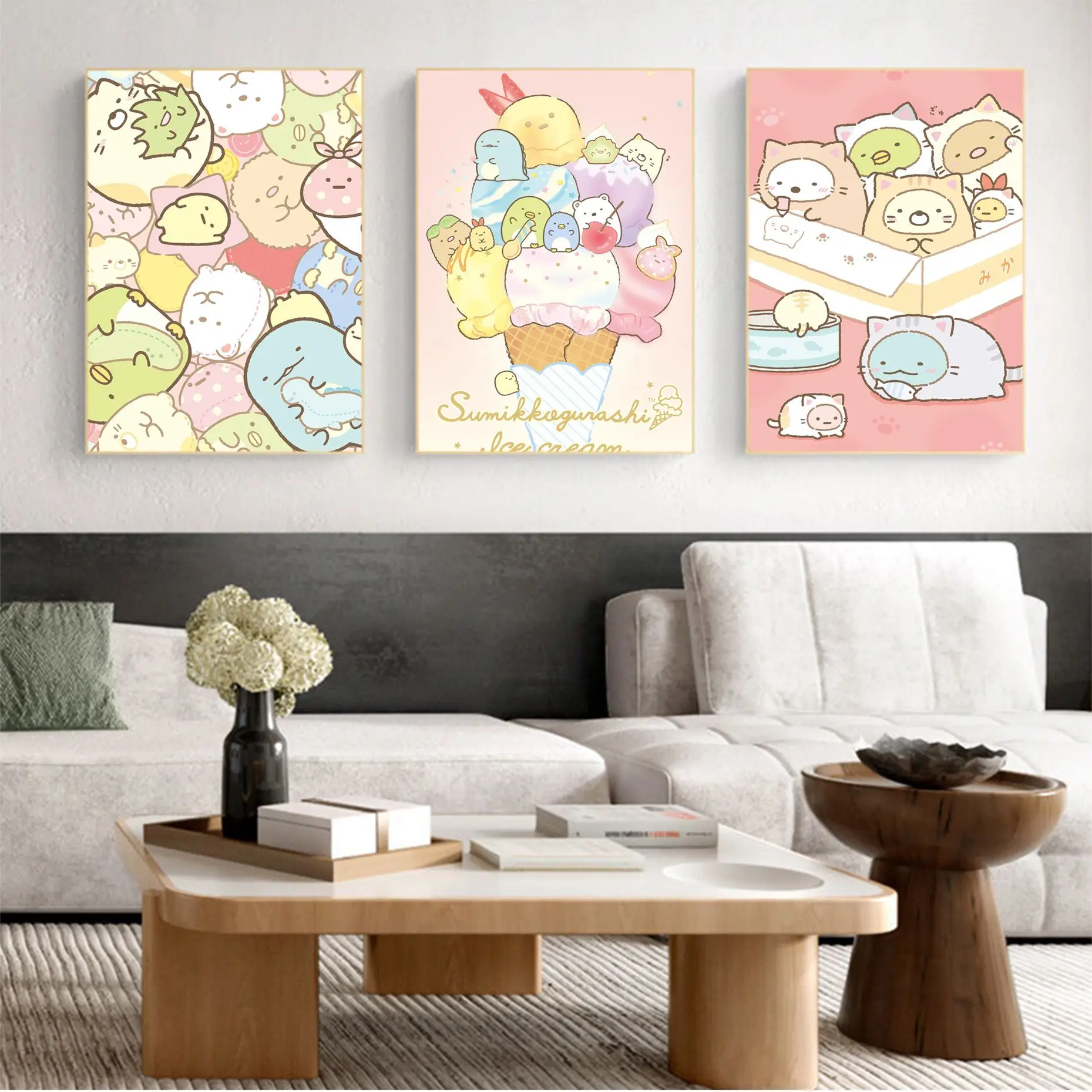 

Kawaii Sumikko Gurashi Self-adhesive Art Poster Retro Kraft Paper Sticker DIY Room Bar Cafe Home Decor