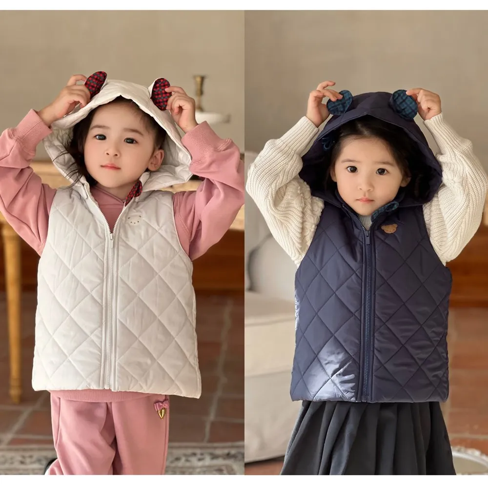 

Autumn Winter Boys and Girls' Hoodie Cartoon embroidered warm sleeveless vest kids casual coat