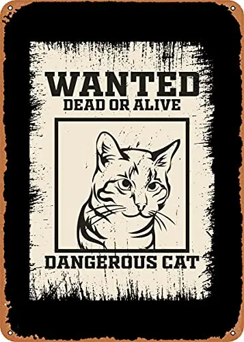 

Dangerous Cat Vintage Look Metal Sign Patent Art Prints Retro Gift 8x12 Inch