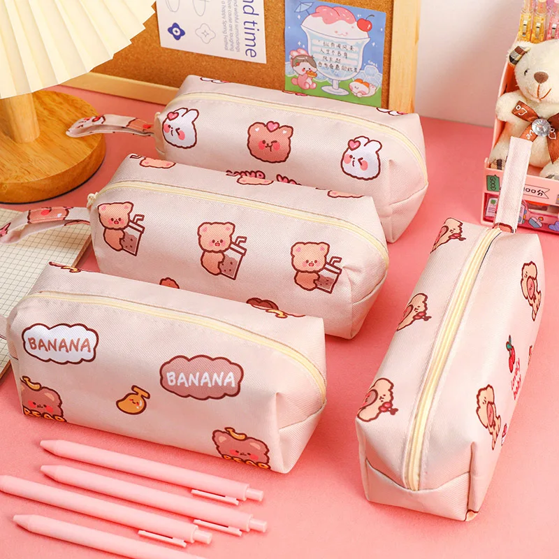 

Large Capacity Stationery Storage Bags Cute Kawaii Pencil Case Pouch for Kids School Supplies Portable Desk Cosmetic Organizer