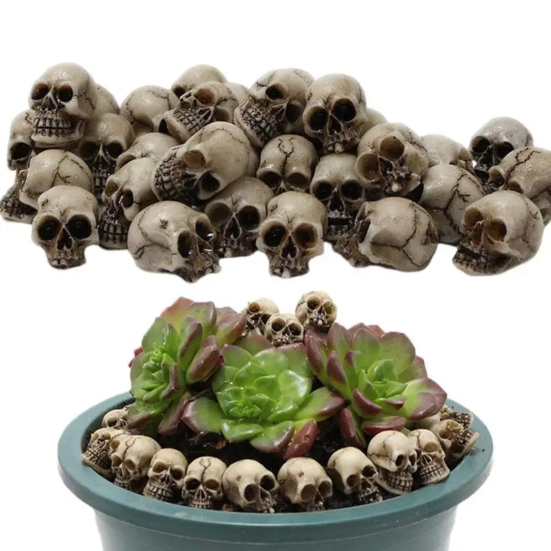 

20Pcs Halloween Skulls Small Skeleton Heads Prank Props Realistic Looking Skulls For Flower Pot Decoration Mini Skull Ornaments