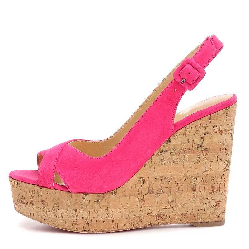 

Женские босоножки на танкетке, водонепроницаемые сандалии на платформе, с круглым носком и пряжкой, обувь на высоком каблуке