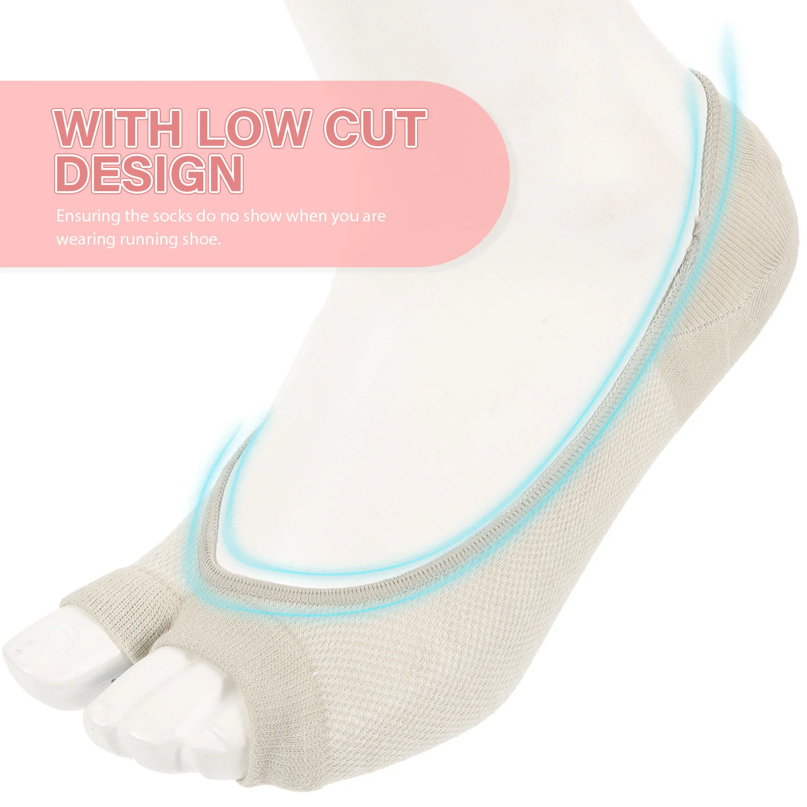 5 Pairs Toe Separating Socks Cotton Socks Low Cut Socks Solid Color Shallow Mouth Socks