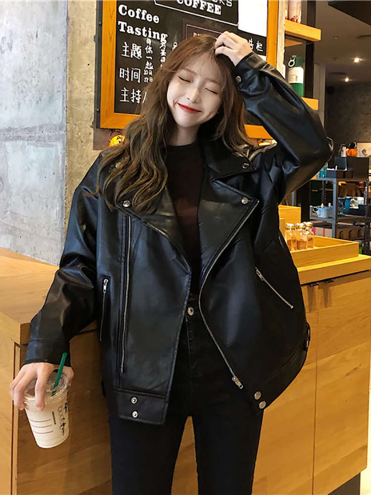 Autumn Winter Fashion  Chaquetas Leather Jacket Women Pu Leather Jackets Chaqueta Mujer Biker Cool Girl Fall Clothes for Women
