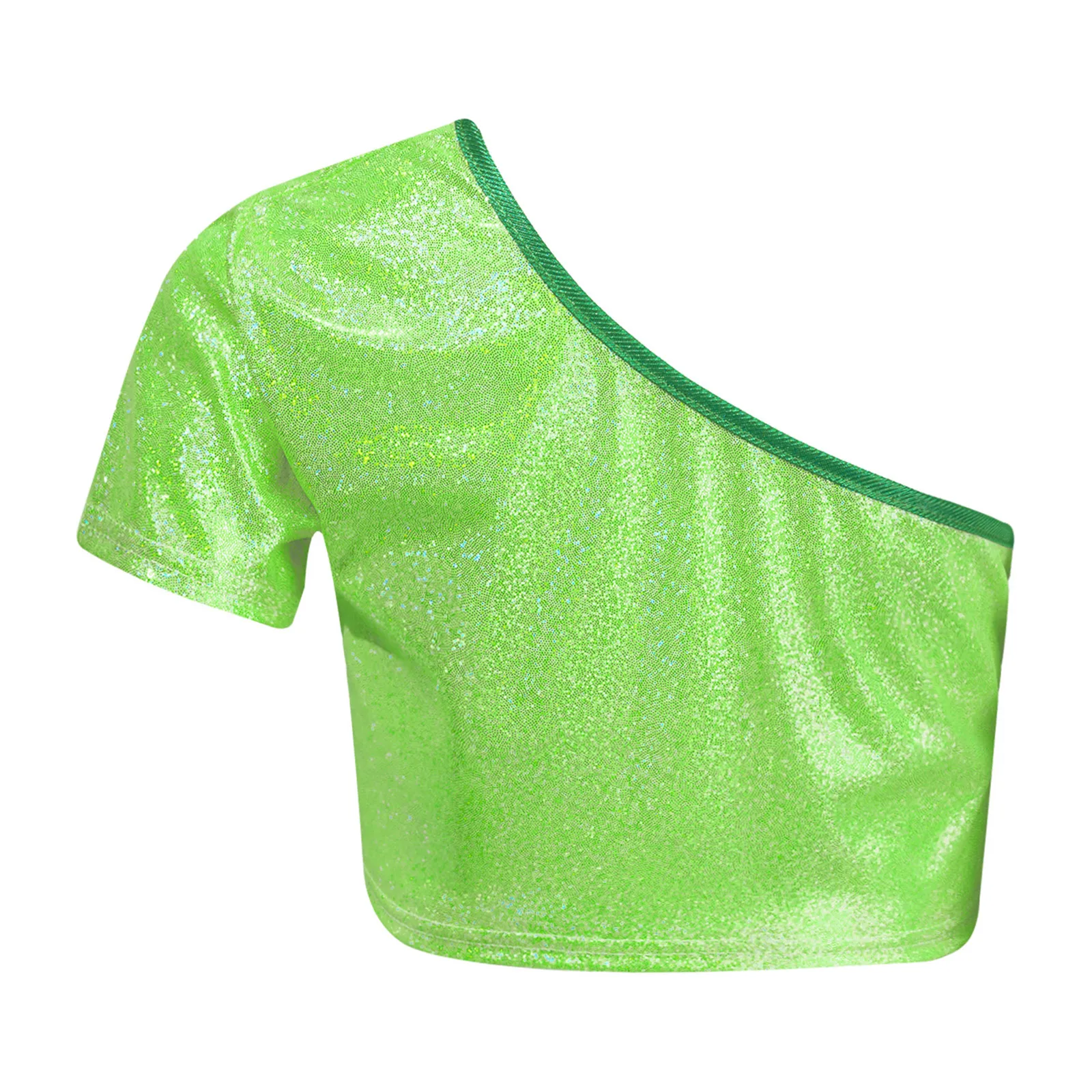 Детский голографический танцевальный наряд для девочек короткий топ на одно