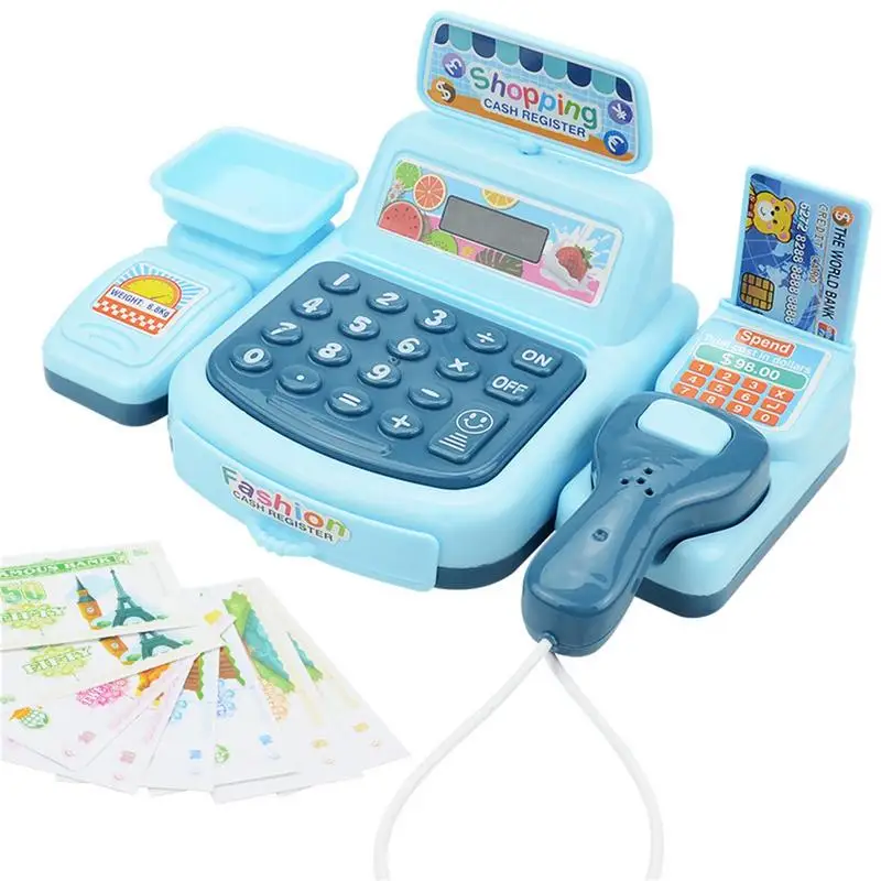 

Electronic Children Pretend Play House Toys Simulation Supermarket Cash Register Game With Working Scanner Credit Card Toy Set