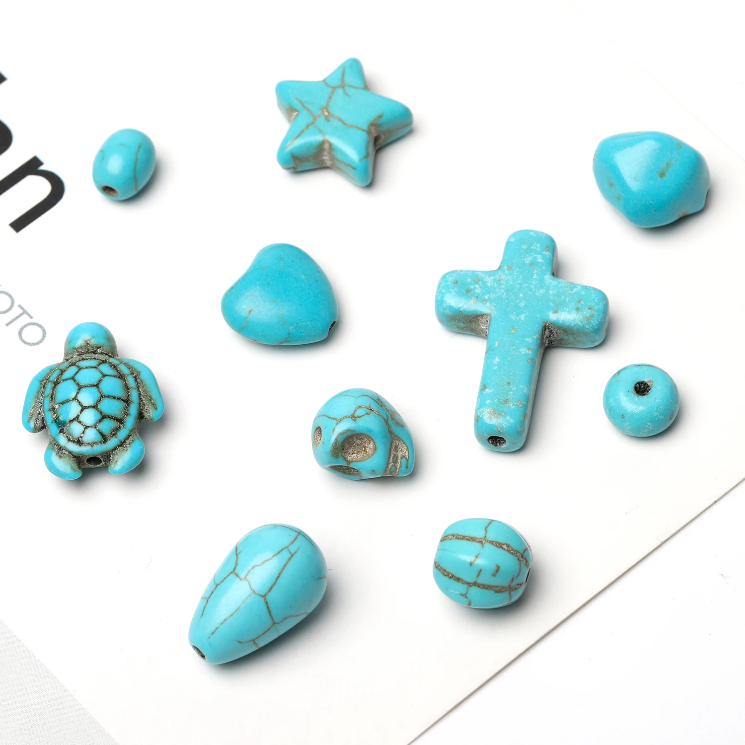Бусины из натурального бирюзового камня череп морская черепаха капельное сердце