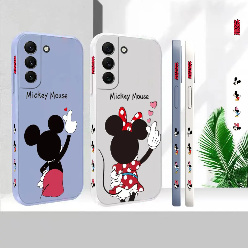 

Liquid Silicone Cover For Samsung S23 S22 S21 S20 FE Ultra 5G S11 S11E S10 S10E S9 Plus Cartoon Mickey Minnie Mouse Case Funda