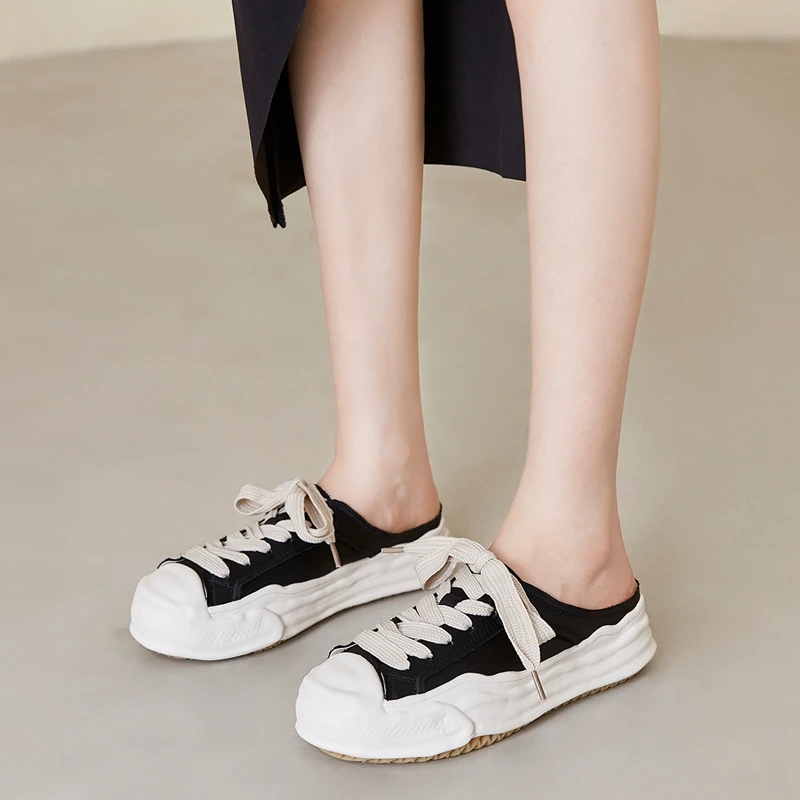 New 2023 Slip on Women Canvas Shoes flat sneakers women casual shoes low Summer lace up white shoes