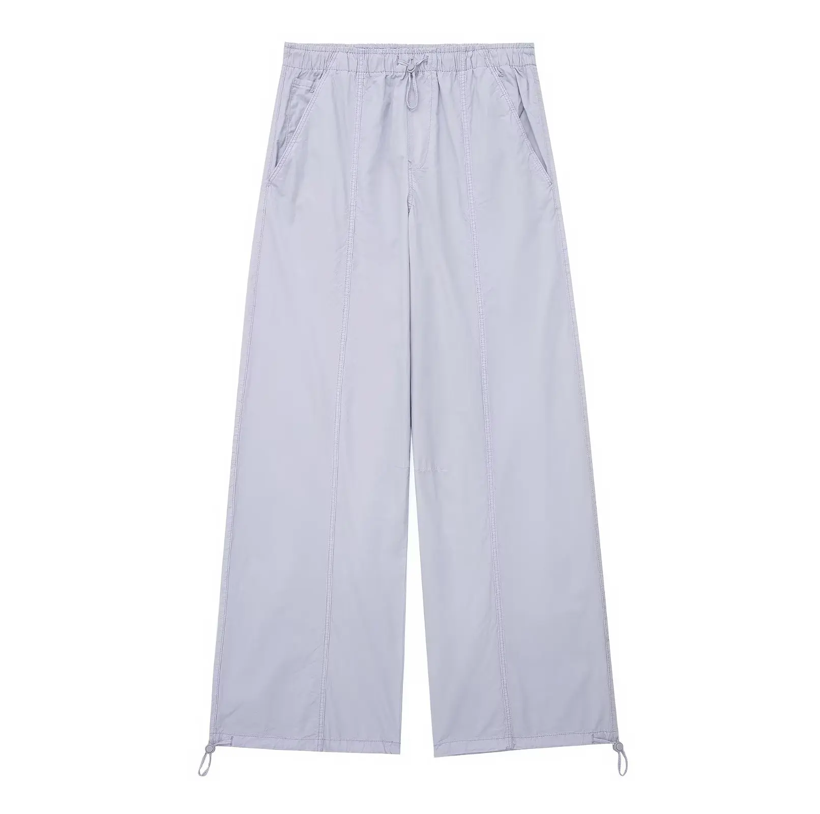 

Women 2023 New Fashion Chic Spring Drawstring Umbrella Pants Vintage High Elastic Waist Side Pockets Female Ankle Trousers