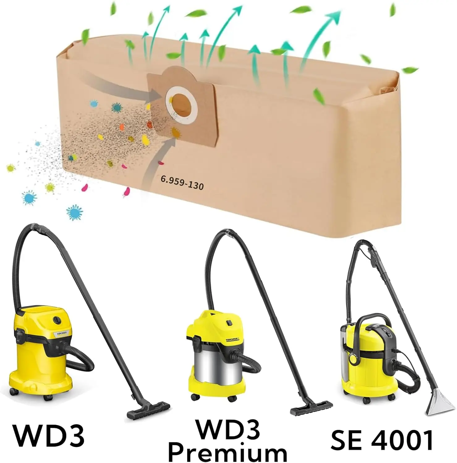 Фото Мешки для пылесоса Karcher WD3, WD 3 Premium, WD3200, WD3500P, MV3, MV3P Premium, A2204, A2534, SE4001, SE4002, 6.959-130.0 №2