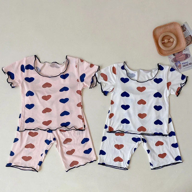 

Summer Toddler Baby Girl Pajamas Set Baby Clothes Infant Baby Girls Clothing Suit Short Sleeved Cotton Printing T-shirt+Shorts
