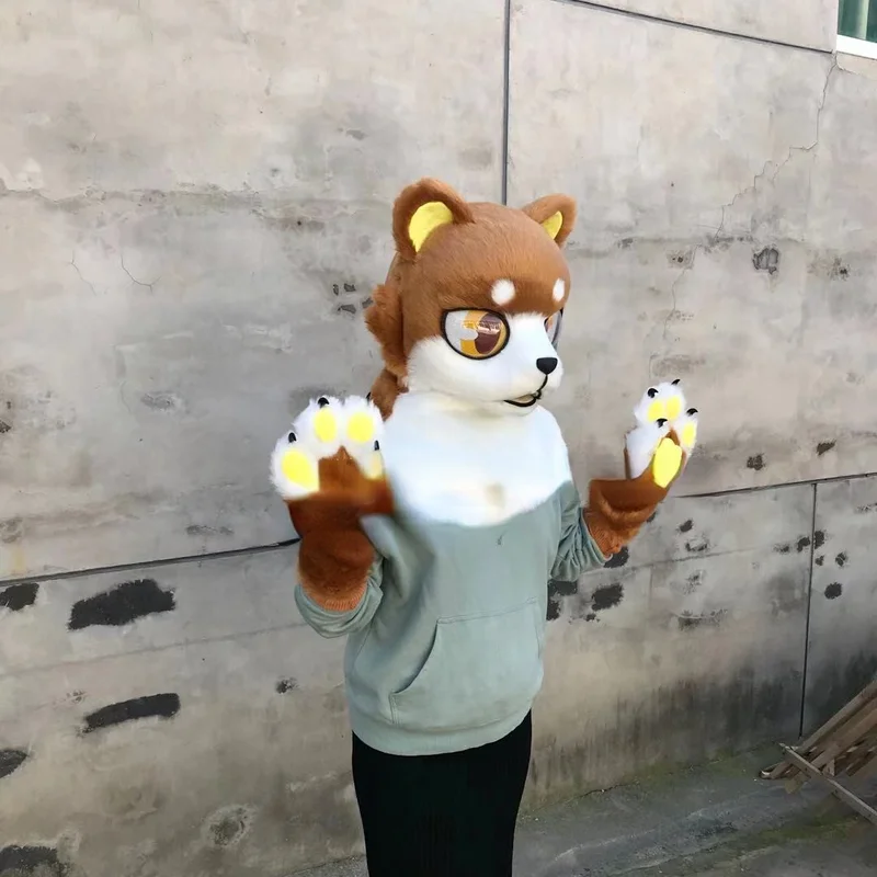 Пушистый костюм с головой животного пушистый на заказ голова Хэллоуин Рождество