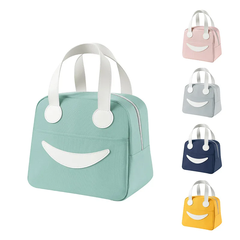 

Cute Smiley Lunch Bags Portable Office Student Zipper Food Storage Box Insulation Fresh-keeping Waterproof Container