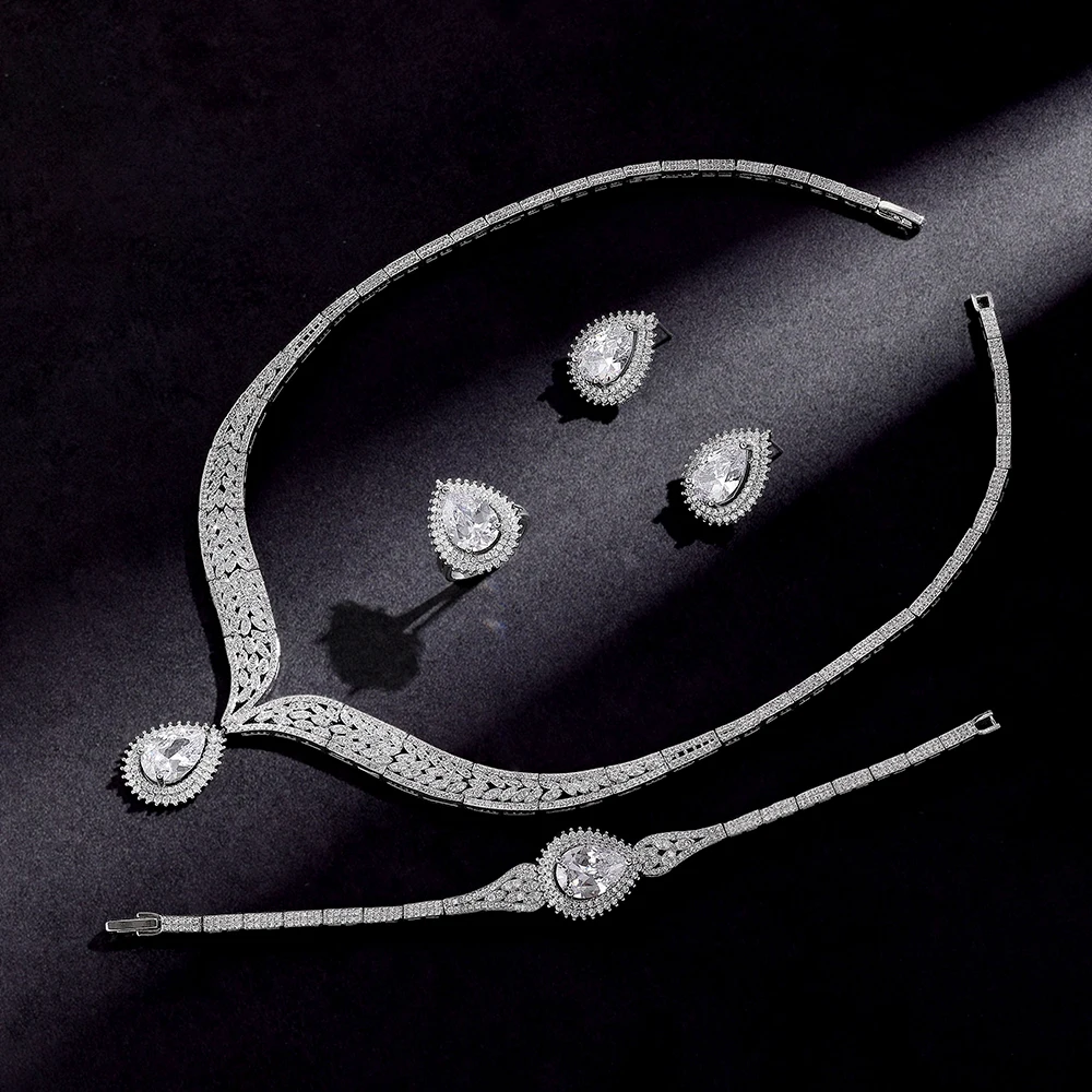 2024 Новый комплект свадебных украшений из 4 предметов с кубическим цирконием