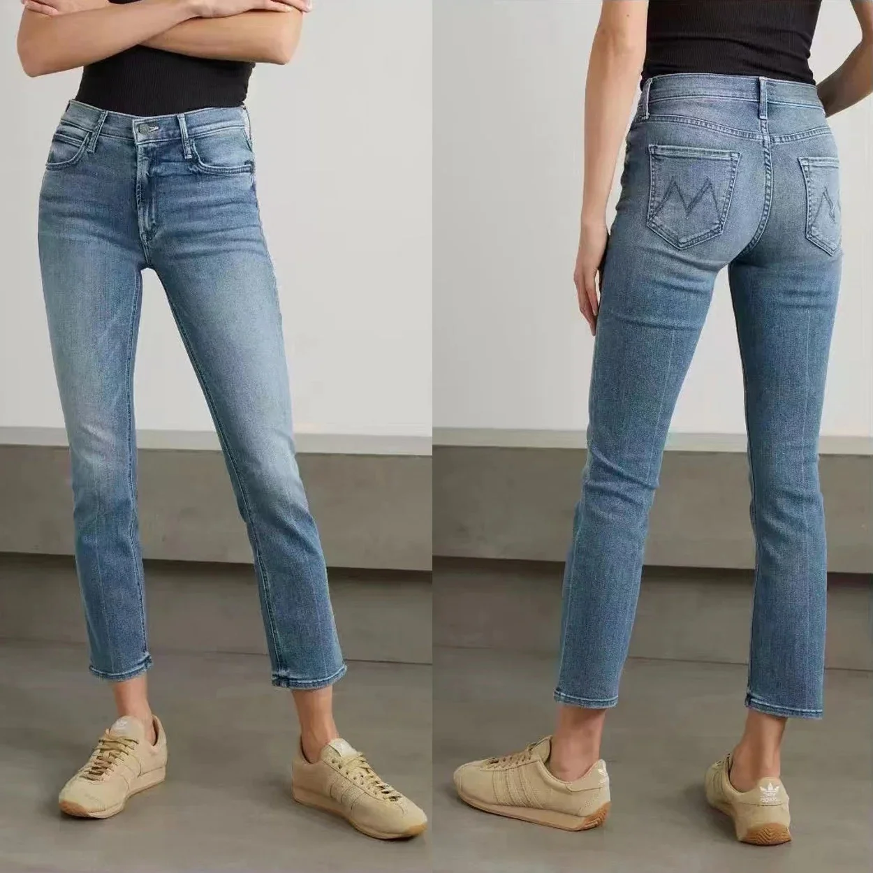 

Женские узкие джинсы с высокой талией, модные повседневные джинсовые брюки до щиколотки