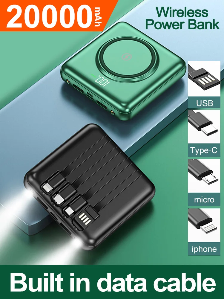 Портативный внешний аккумулятор 20000 мАч для быстрой зарядки Пауэр банк с