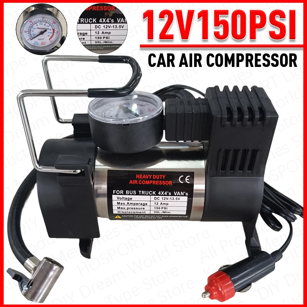 Супер Мощный Портативный Металлический Воздушный Компрессор 12 В 150 Фунтов На