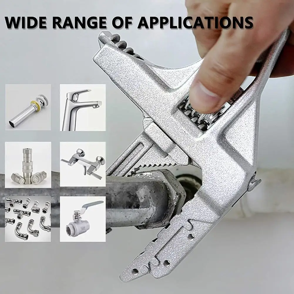 

Bathroom Spanner Multi-function Washbasin Water Tap Opening Tools Wrench Aluminium Large Wrench Adjustable Alloy Repair Han W0x2