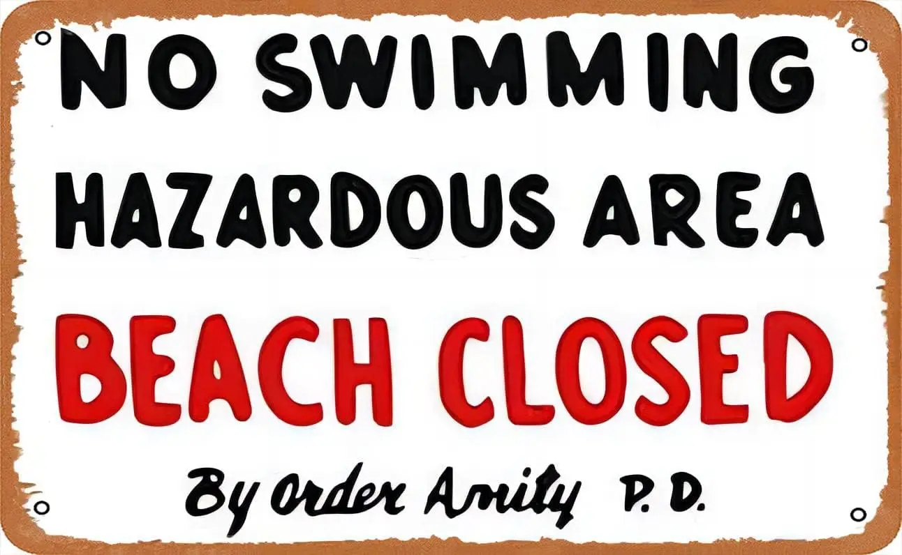 Vntge Tn Sgn mty slnd Плакат Jws Move Prnt Bech Closed No Swmmng Cult Clssc Home rt Wll Gft Decor Decortons