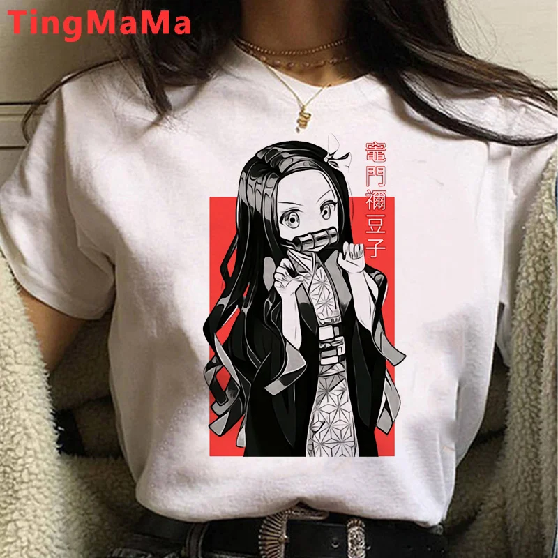 

Футболки женские с изображением демонов, рассекающих Nezuko Kimetsu No Yaiba Tanjirou Kamado