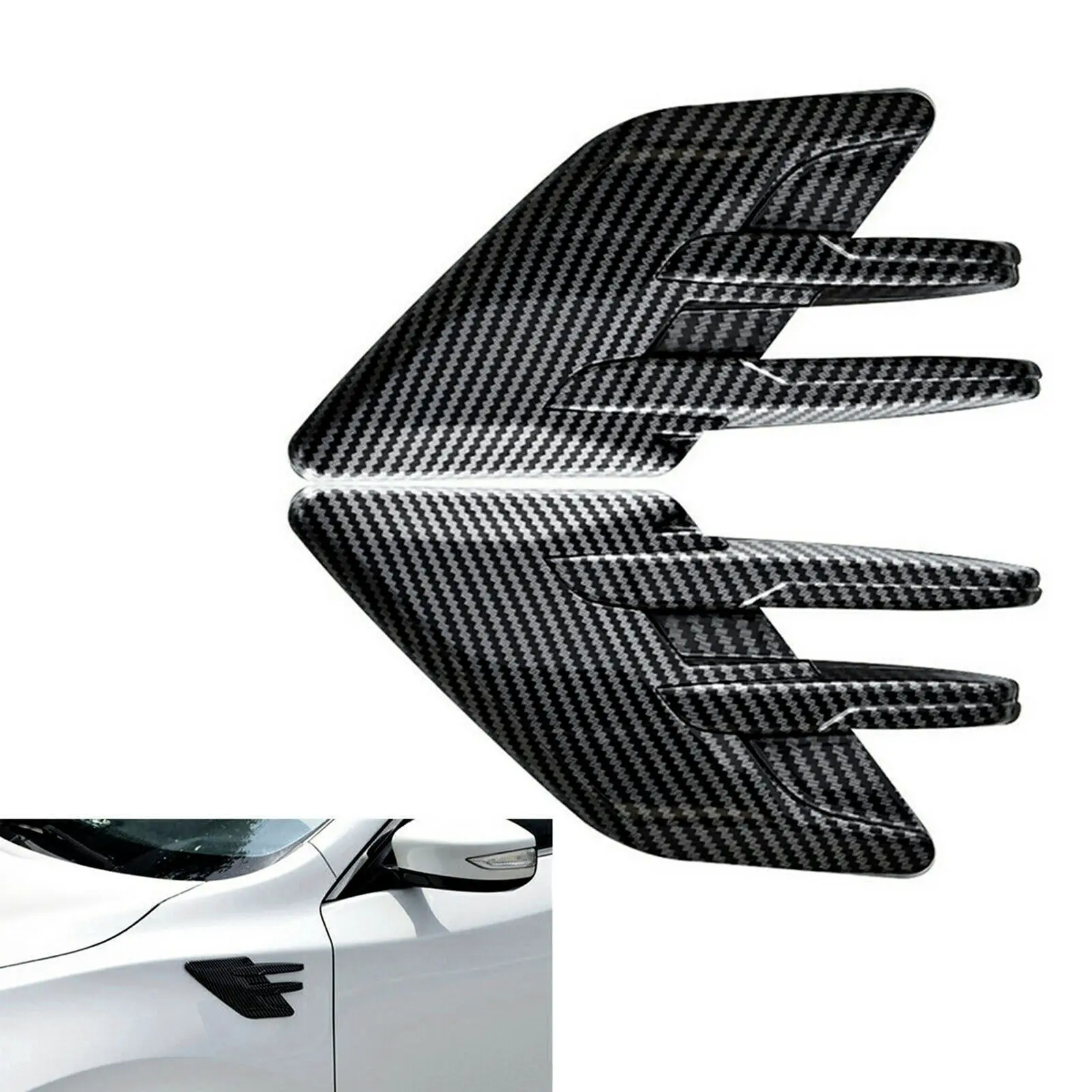 

2Pcs Car Styling 3D Shark Gill Car Side Fake Vent Sticker Car Exterior Air Intake Flow Side Fender Vent Wing Cover Trim Tuning