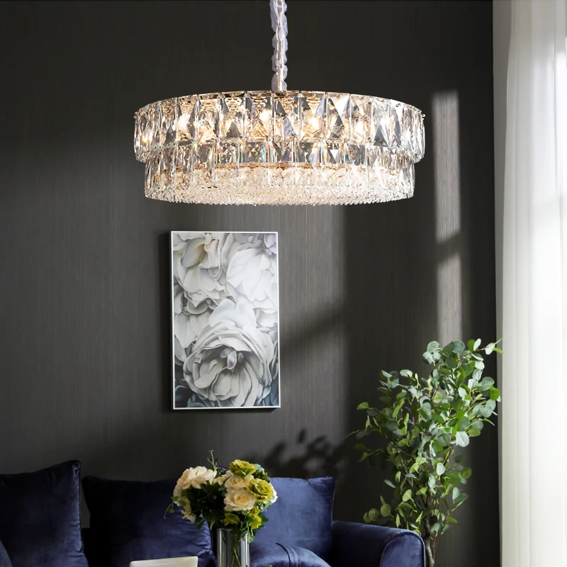 

Living Room Crystal Pendant Light Post-Modern Light Luxury Hong Kong-Style Restaurant Chandelier High-End Home Bedroom Lamp