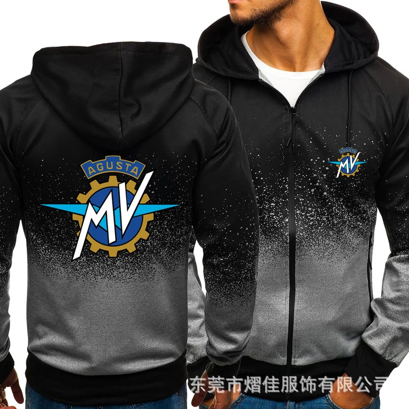 

Модные мужские толстовки MV AGUSTA, Повседневный Кардиган Харадзюку градиентного цвета, пальто, мужские флисовые уличные свитшоты, куртка на мо...
