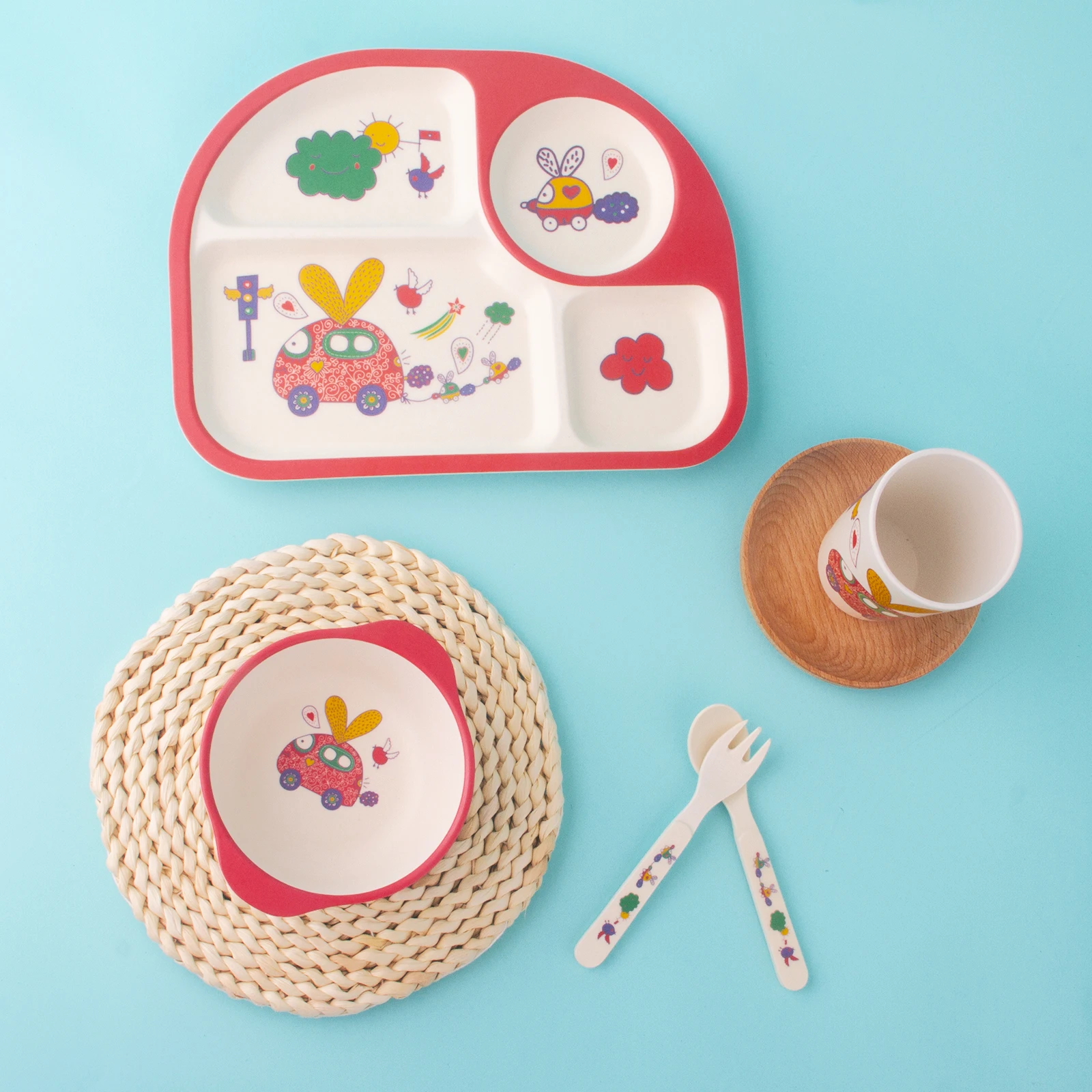 Детская тарелка из натурального бамбукового волокна для кормления ребенка милая