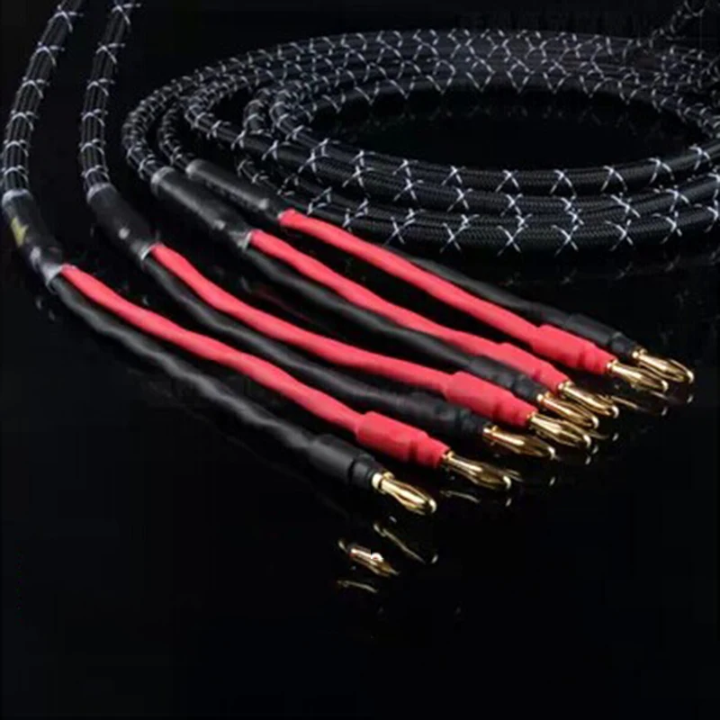 

Новые Hifi 6N Чистая медь, кабели для динамиков, Банановый штекер, 2 в 2 разъема, аудио усилитель, CD DVD-плеер, кабель для динамика