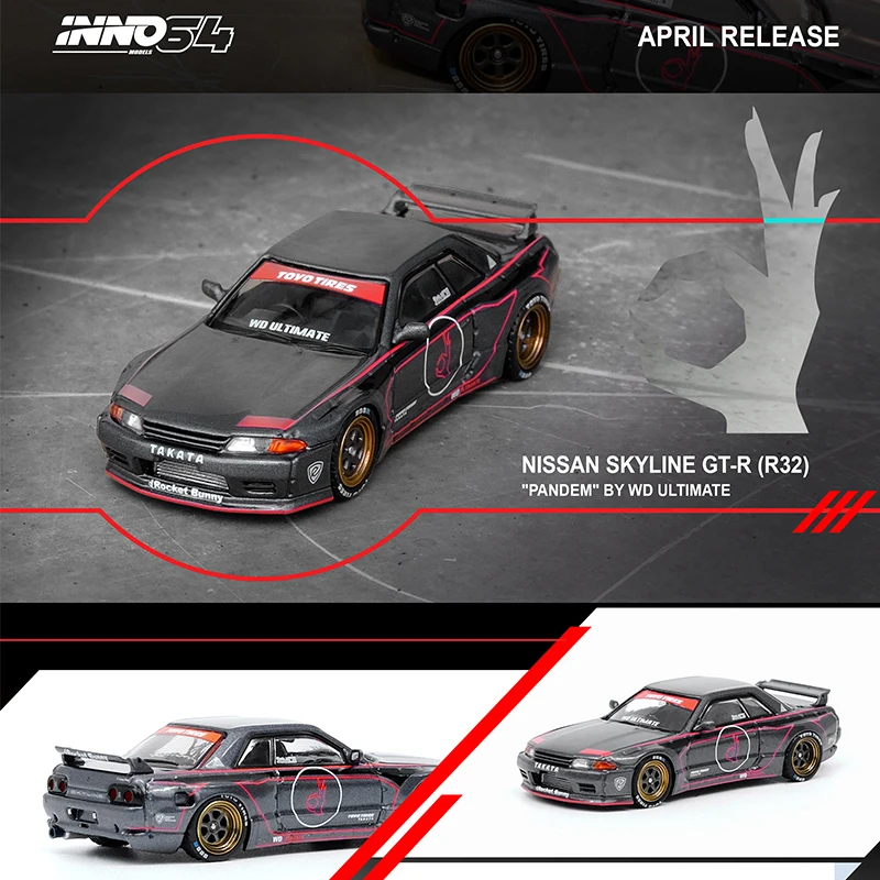 

Модель автомобиля INNO 1:64 Skyline GTR R32 Pandem от WD Ultimate из сплава, коллекционная Миниатюрная игрушка