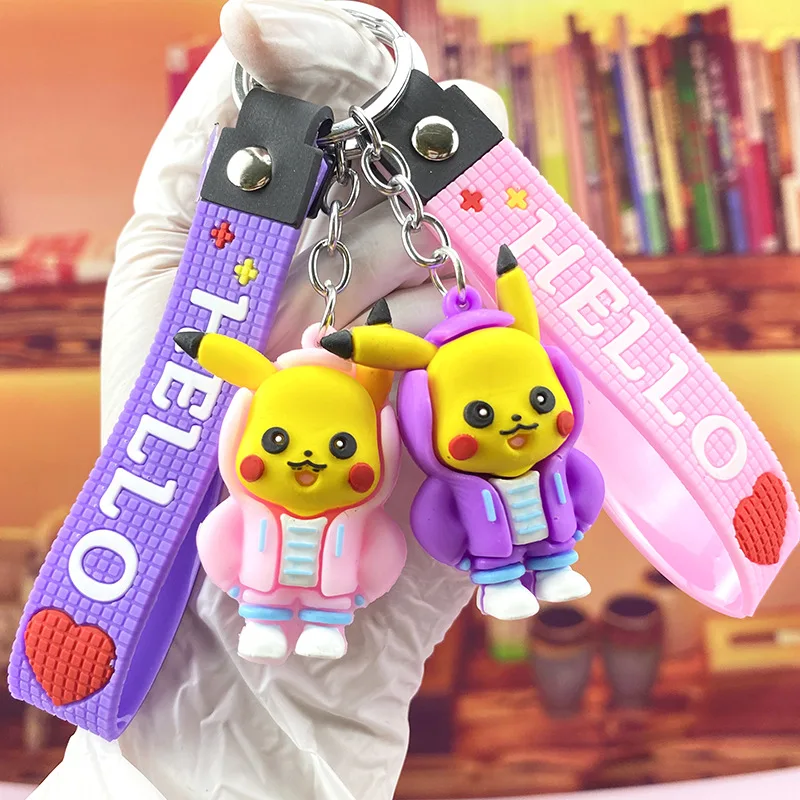 

Pokemon Kawaii Anime Cartoon Series Pikachu Creative Yan Value Cute Girl Keychain Children's Student Schoolbag Pendant Gift